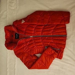 Guess puffer jacket in rich red color, size Small. Worn only twice.